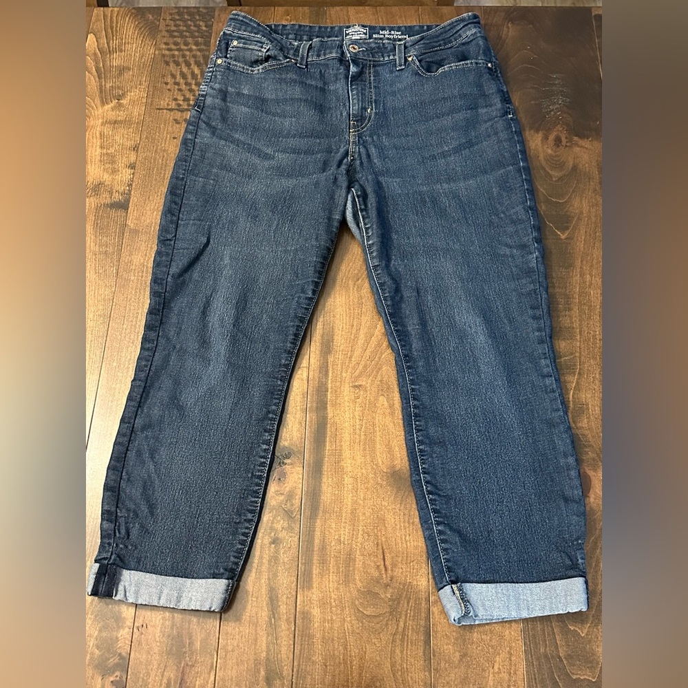 Signature by Levi Strauss Mid-Rise Slim Boyfriend Crop Size 16